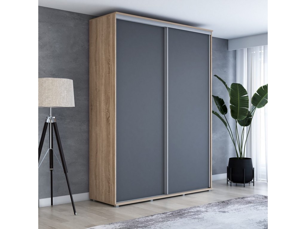 Wysoka szafa przesuwna, pakowna – Maja 150x242x61 cm.