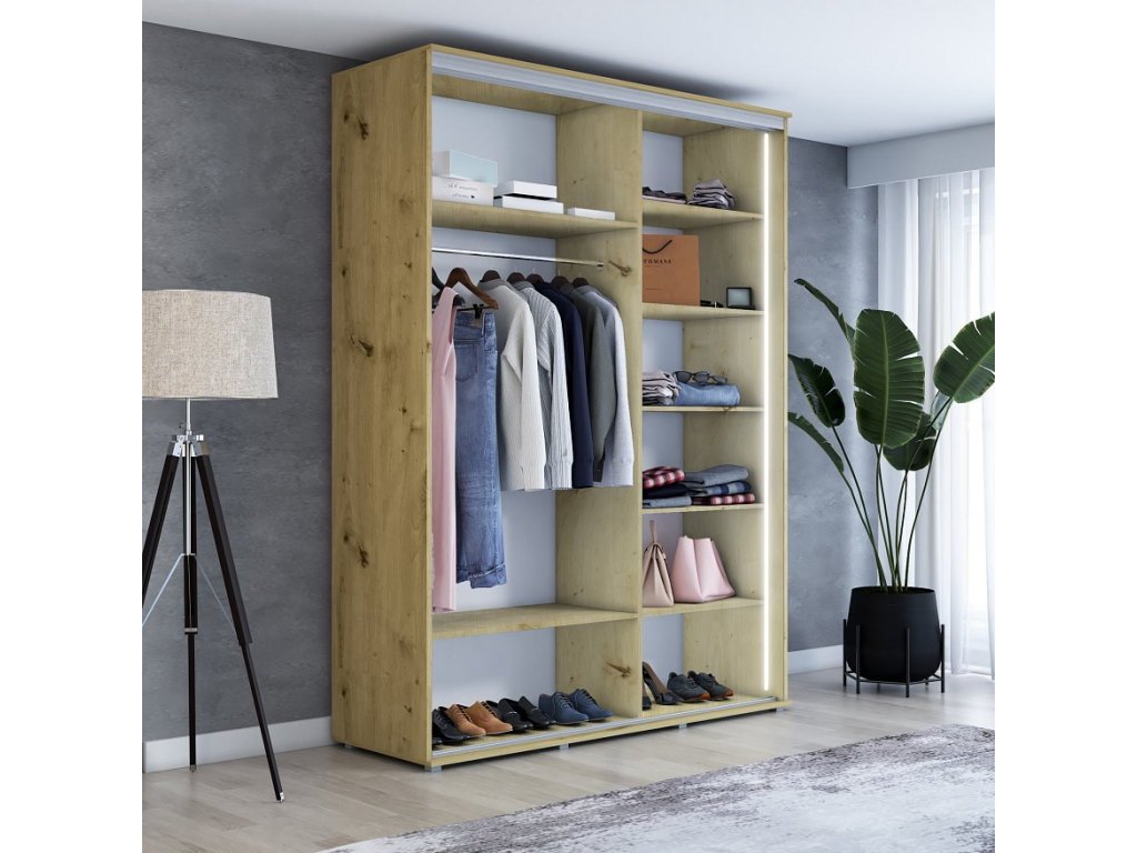 Wysoka szafa przesuwna, pakowna – Maja 140x242x61 cm.