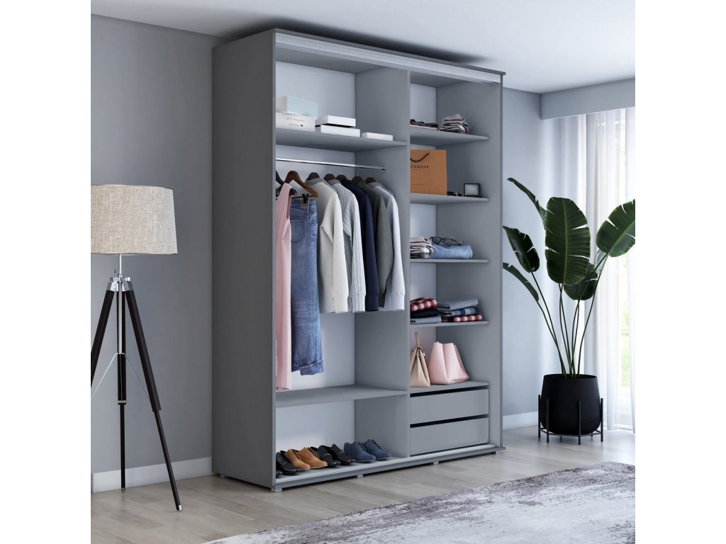 Wysoka szafa przesuwna, pakowna – Maja 200x242x61 cm.