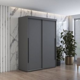 Szafa przesuwna IGA 150x202 cm, antracyt + czarne uchwyty
