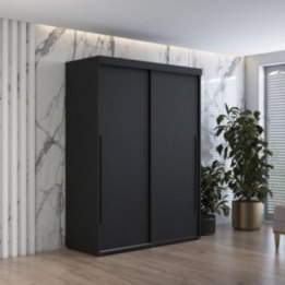 Szafa przesuwna IGA 130x202 cm, czarna + czarne uchwyty