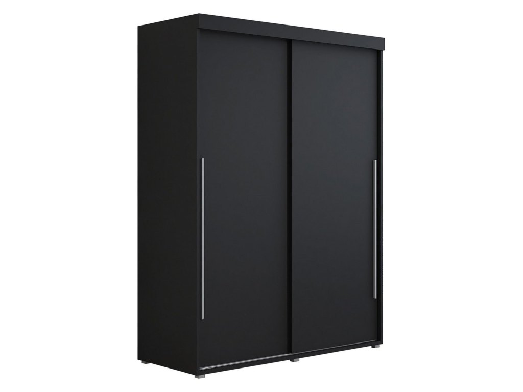 Szafa przesuwna IGA 190x202 cm, czarna + srebrne uchwyty