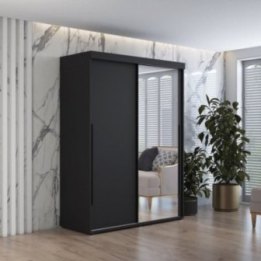 Szafa przesuwna IGA 1 200x202 cm, czarna + czarne uchwyty