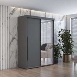 Szafa przesuwna IGA 1 170x202 cm, antracyt + czarne uchwyty