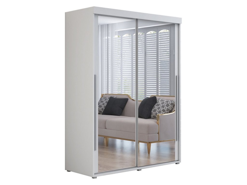 Szafa przesuwna IGA 2 190x202 cm, białe + srebrne uchwyty
