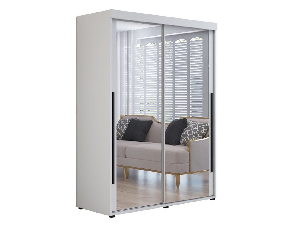 Szafa przesuwna IGA 2 150x202 cm, białe + czarne uchwyty