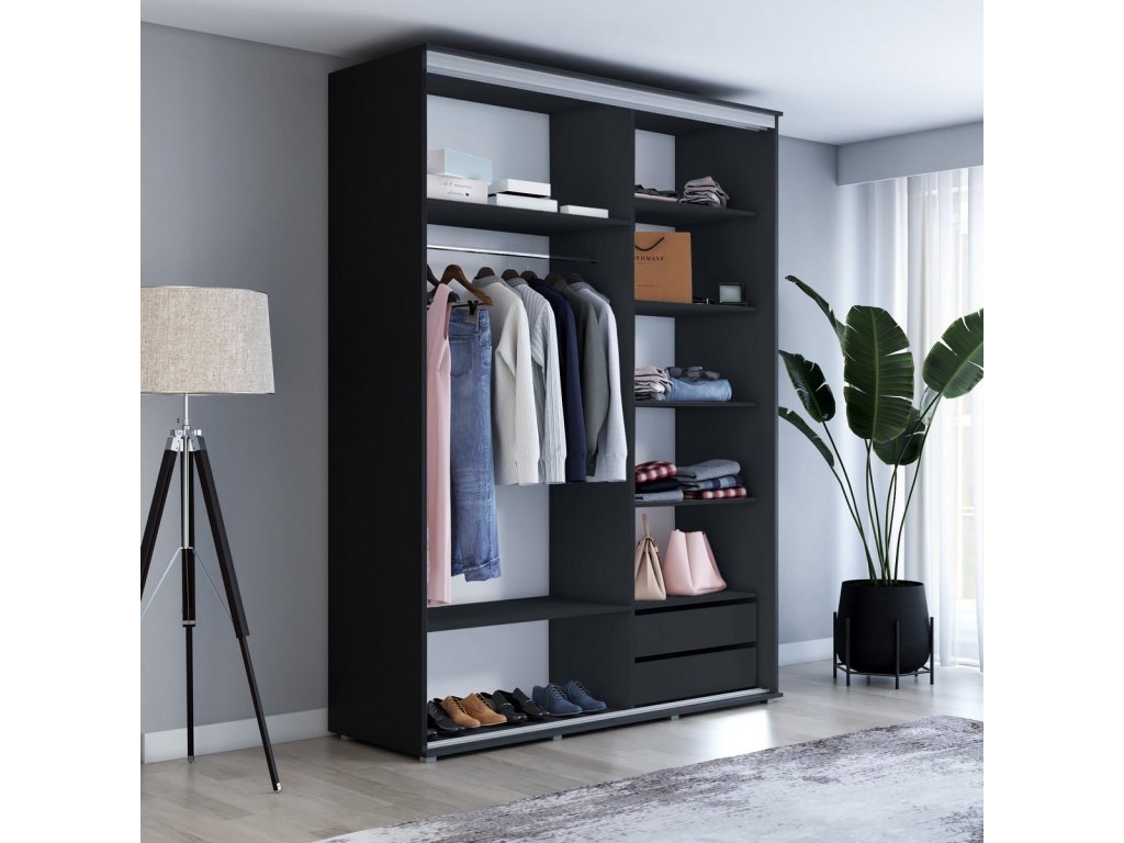 Wysoka szafa przesuwna z lustrem, pakowna – Maja 120x242x61 cm.