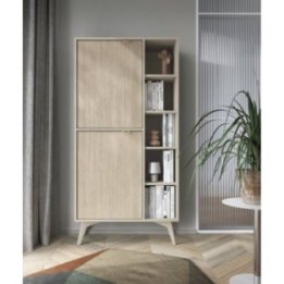 Komoda na nóżkach - Regał z półkami WOOD RG 80 - jodła + beż piaskowy