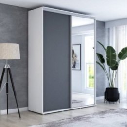 Wysoka szafa przesuwna z lustrem, pakowna – Maja 110x242x61 cm.