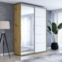 Wysoka szafa przesuwna z lustrem, pakowna – Maja 110x242x61 cm.