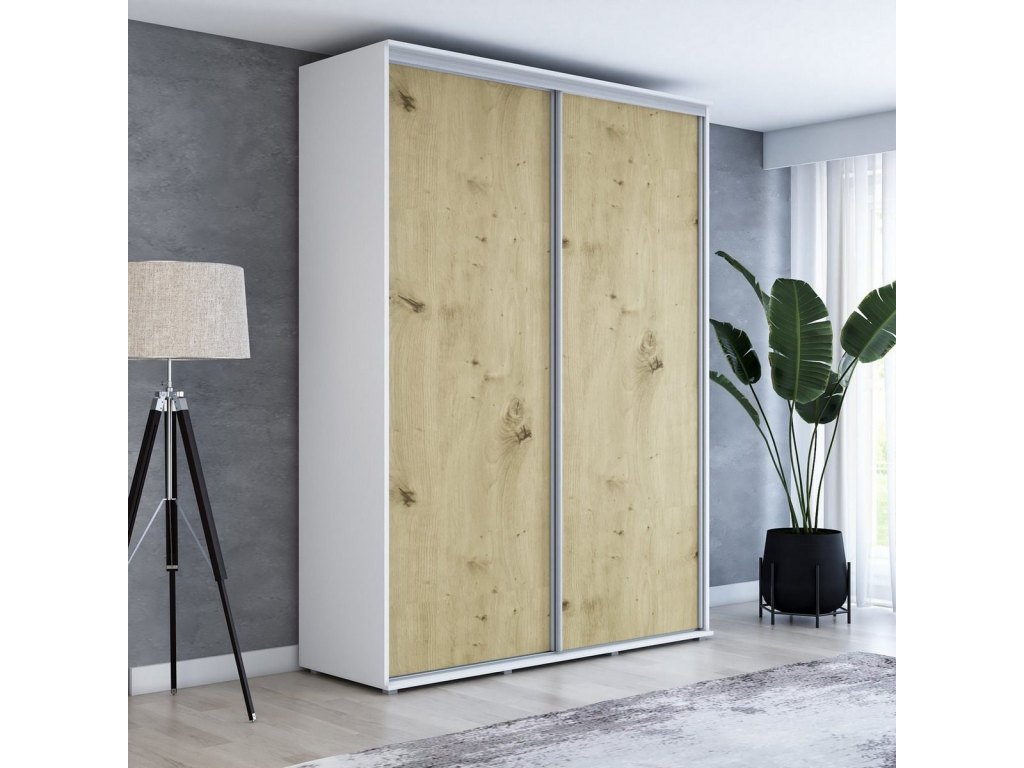 Wysoka szafa przesuwna z lustrem, pakowna – Maja 100x242x61 cm.