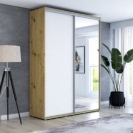 Wysoka szafa przesuwna z lustrem, pakowna – Maja 100x242x61 cm.