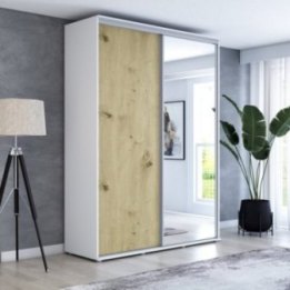 Wysoka szafa przesuwna z lustrem, pakowna – Maja 100x242x61 cm.