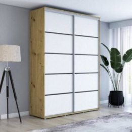 Wysoka szafa przesuwna z lustrem, pakowna – Maja 100x242x61 cm.