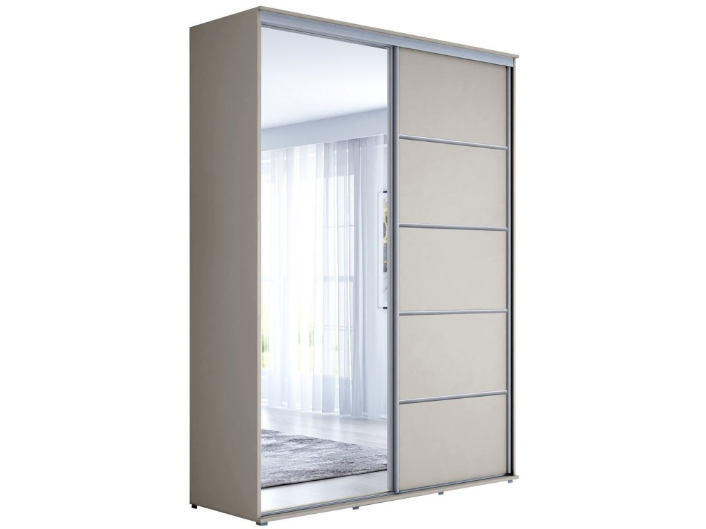 Wysoka szafa przesuwna z lustrem, pakowna – Maja 130x242x61 cm.