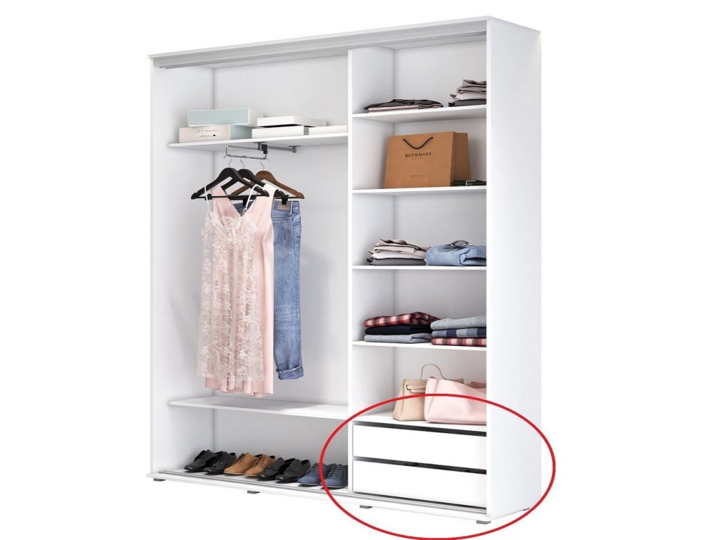Wysoka, wąska szafa przesuwna, pakowna – Slim 140x202x45,5 cm.