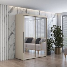 Szafa przesuwna IGA 2 140x202 cm, kaszmir + srebrne uchwyty