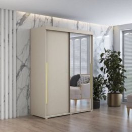 Szafa przesuwna IGA 1 140x202 cm, kaszmir + złote uchwyty