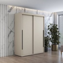 Szafa przesuwna IGA 170x202 cm, kaszmir + czarne uchwyty