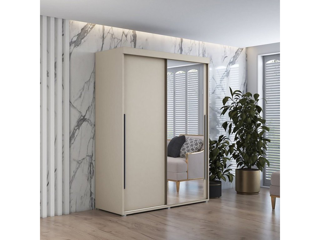 Szafa przesuwna IGA 1 170x202 cm, kaszmir + srebrne uchwyty