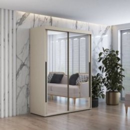 Szafa przesuwna IGA 2 170x202 cm, kaszmir + czarne uchwyty