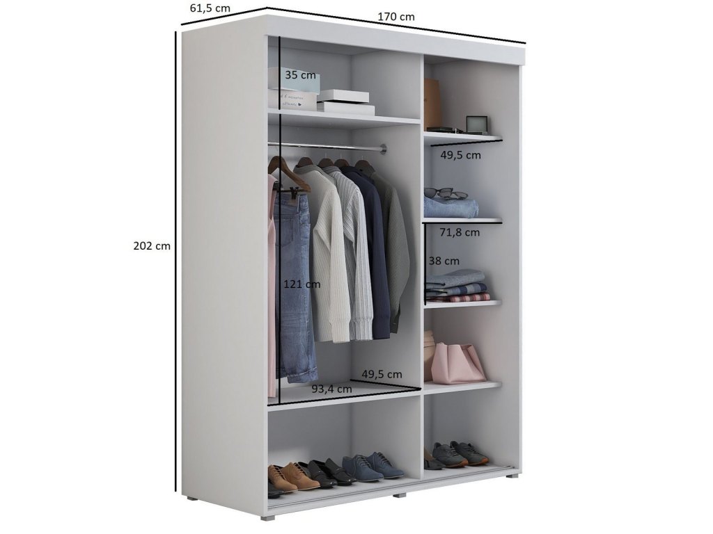 Szafa przesuwna IGA 2 170x202 cm, kaszmir + złote uchwyty