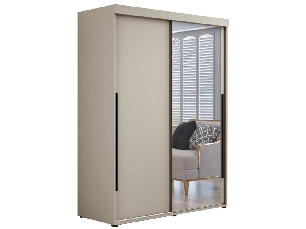 Szafa przesuwna IGA 1 180x202 cm, kaszmir + czarne uchwyty