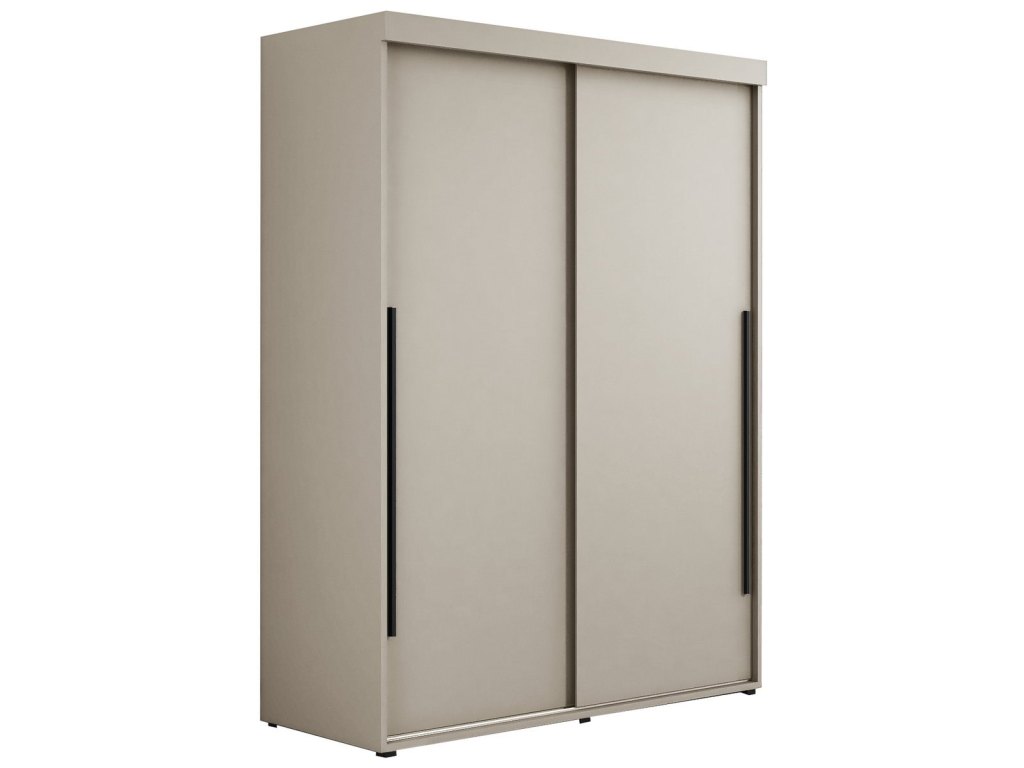 Szafa przesuwna IGA 180x202 cm, kaszmir + czarne uchwyty