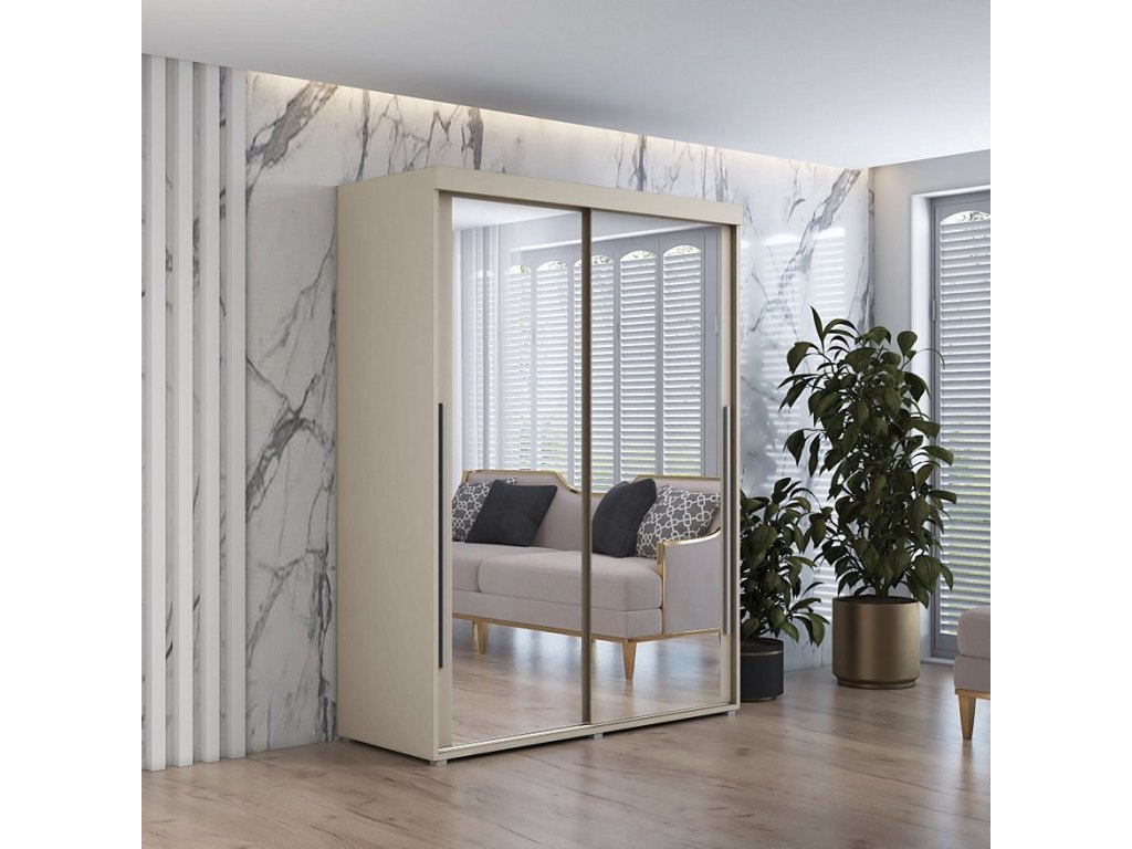 Szafa przesuwna IGA 2 190x202 cm, kaszmir + srebrne uchwyty