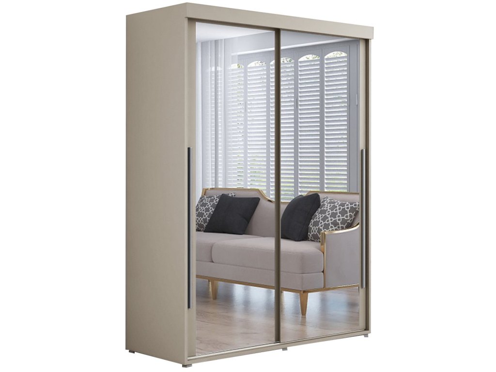 Szafa przesuwna IGA 2 190x202 cm, kaszmir + srebrne uchwyty