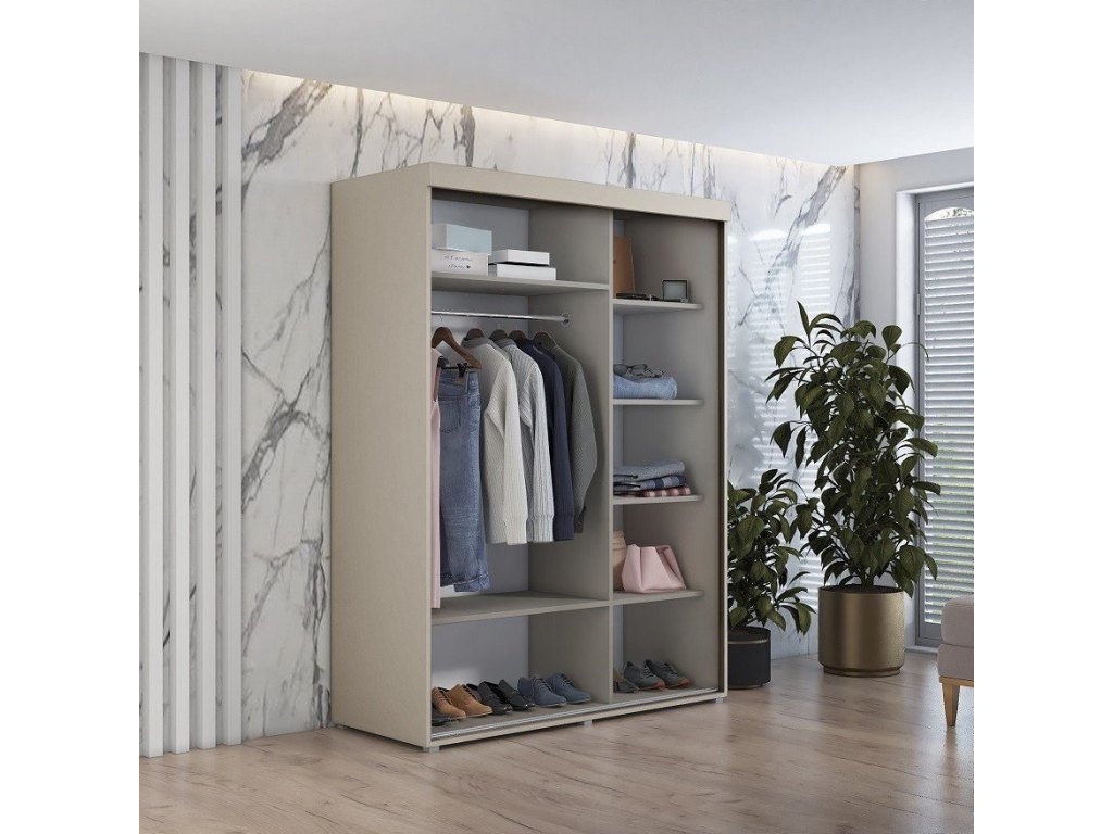 Szafa przesuwna IGA 2 190x202 cm, kaszmir + złote uchwyty