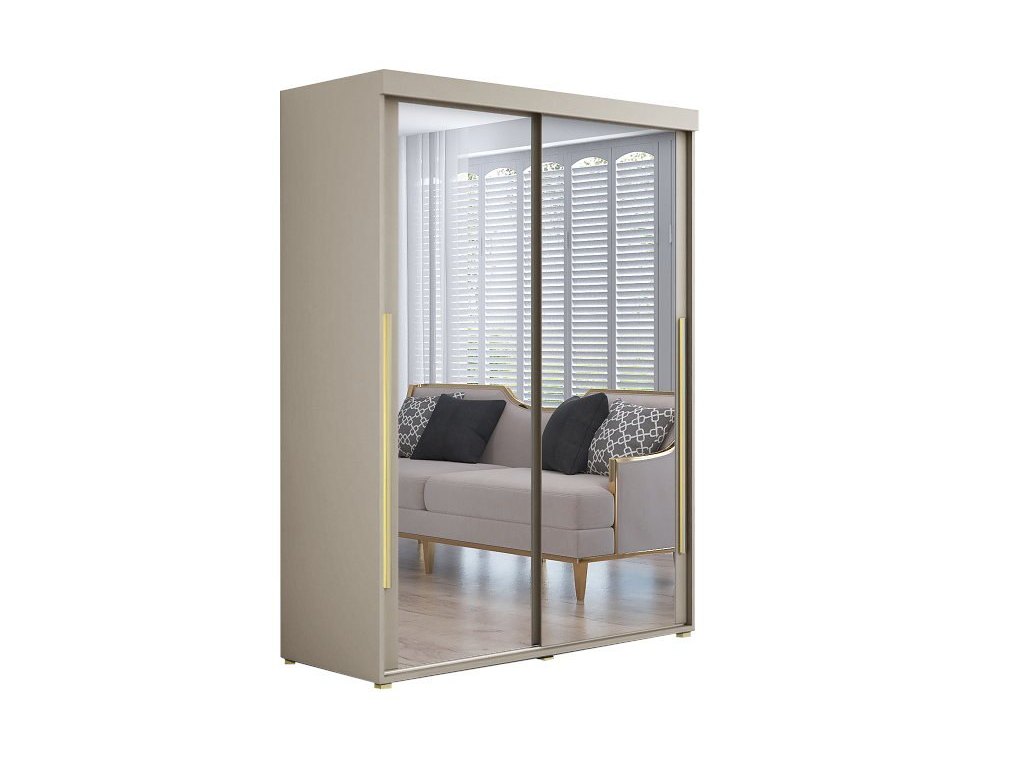 Szafa przesuwna IGA 2 200x202 cm, kaszmir + złote uchwyty