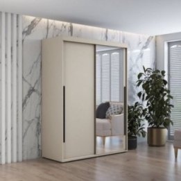 Szafa przesuwna IGA 1 200x202 cm, kaszmir + czarne uchwyty
