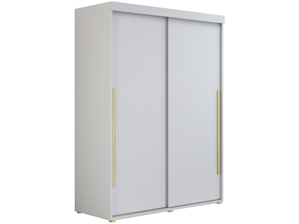 Szafa przesuwna IGA 190x202 cm, biała + złote uchwyty