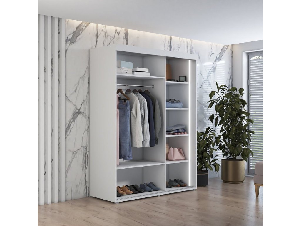 Szafa przesuwna IGA 1 200x202 cm, biała + złote uchwyty