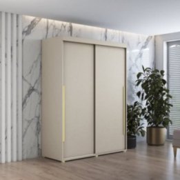 Szafa przesuwna IGA 110x202 cm, kaszmir + złote uchwyty