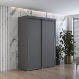 Szafa przesuwna IGA 110x202 cm, antracyt + srebrne uchwyty