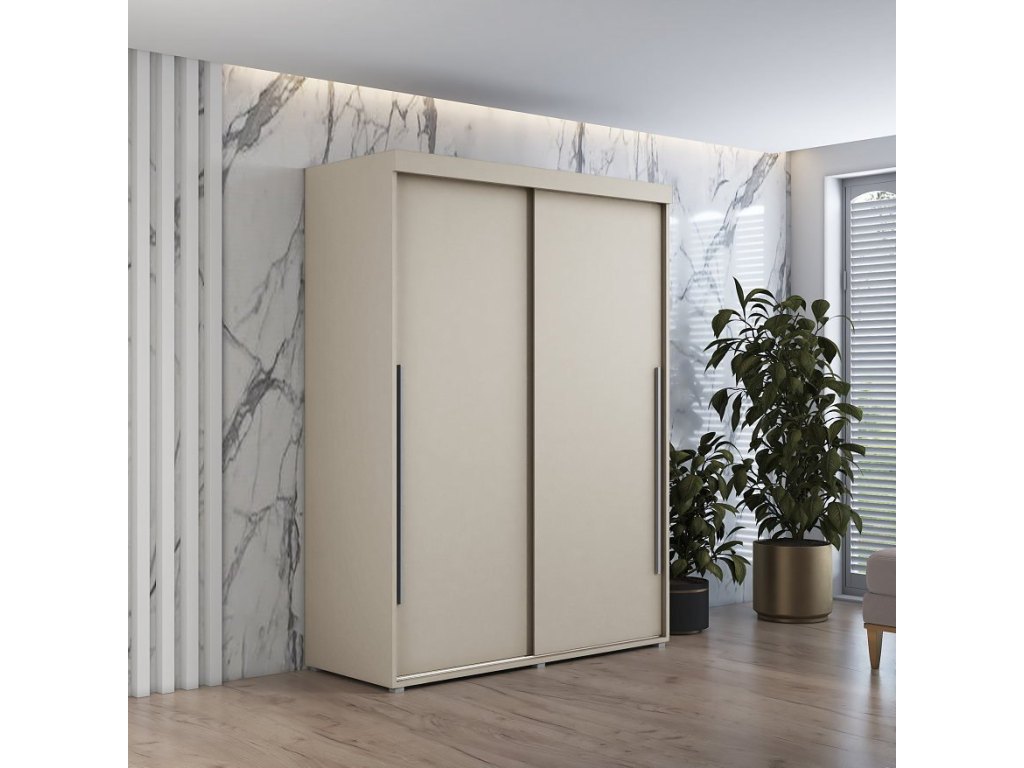Szafa przesuwna IGA 100x202 cm, kaszmir + srebrne uchwyty