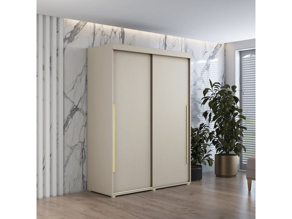 Szafa przesuwna IGA 100x202 cm, kaszmir + złote uchwyty