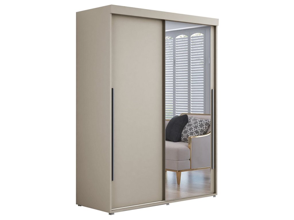 Szafa przesuwna IGA 1 100x202 cm, kaszmir + srebrne uchwyty