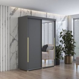 Szafa przesuwna IGA 1 100x202 cm, antracyt + złote uchwyty