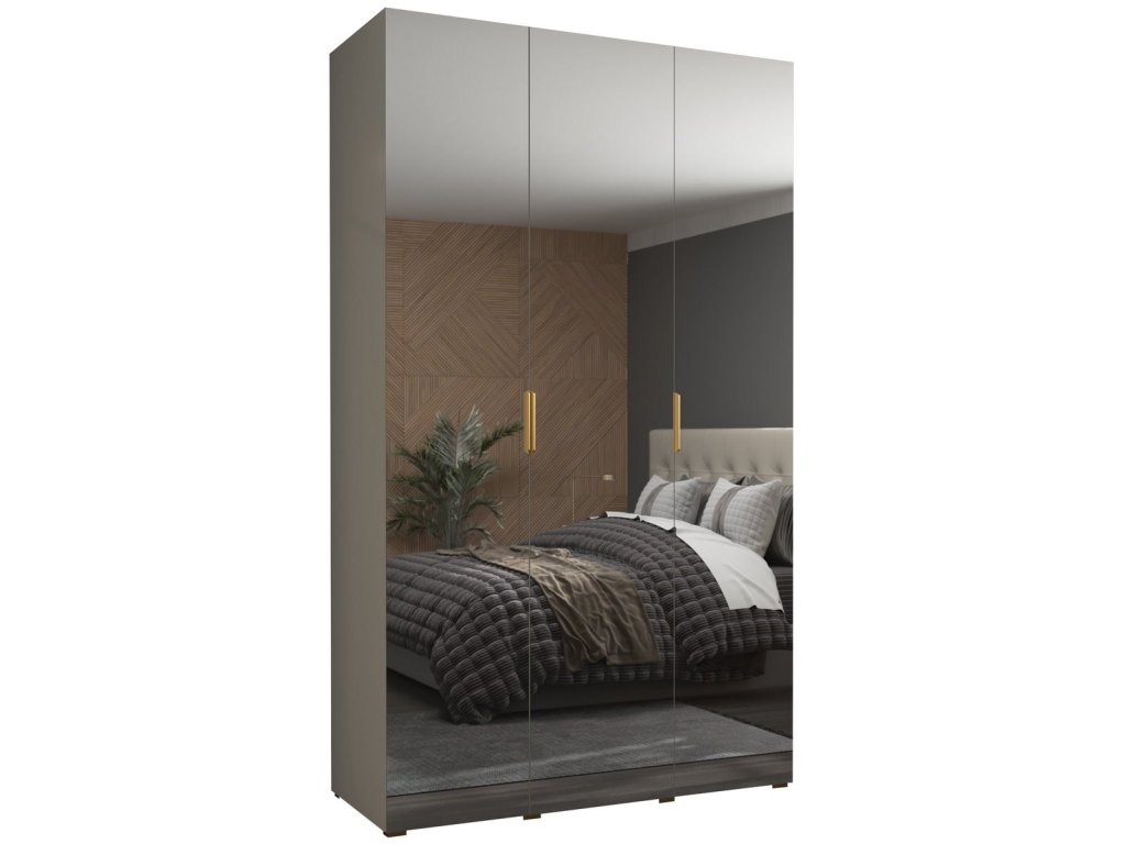 Wąska, wysoka szafa uchylna PAKO SLIM 3 z lustrem - 3 drzwiowa 141x242x45,5 cm, biała