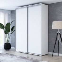 Wysoka Szafa Przesuwna BARI - 120x220x61 cm biała z Systemem Sevroll | Pojemna
