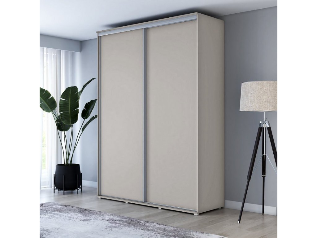 Wysoka Szafa Przesuwna BARI - 120x220x61 cm kaszmir z Systemem Sevroll | Pojemna