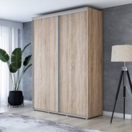 Wysoka Szafa Przesuwna BARI - 170x220x61 cm dąb sonoma z Systemem Sevroll | Pojemna