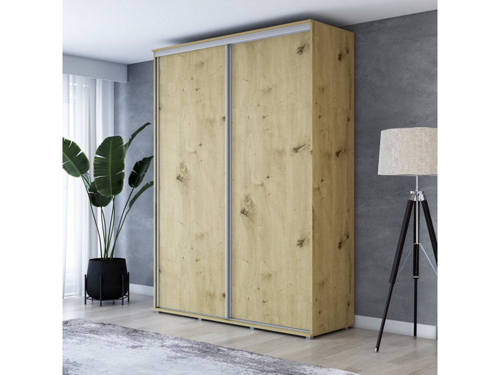 Wysoka Szafa Przesuwna BARI - 100x220x61 cm dąb artisan z Systemem Sevroll | Pojemna
