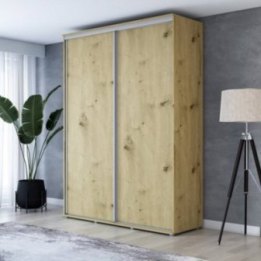 Wysoka Szafa Przesuwna BARI - 110x220x61 cm dąb artisan z Systemem Sevroll | Pojemna