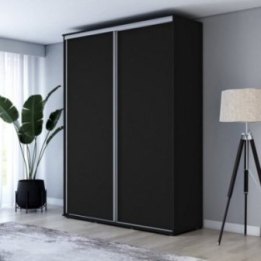 Wysoka Szafa Przesuwna BARI - 100x220x61 cm czarna z Systemem Sevroll | Pojemna