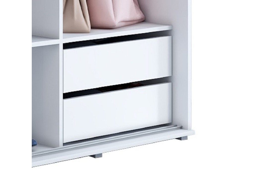 Wysoka Szafa Przesuwna BARI 1 - 180x220x61 cm biała z Systemem Sevroll | Pojemna