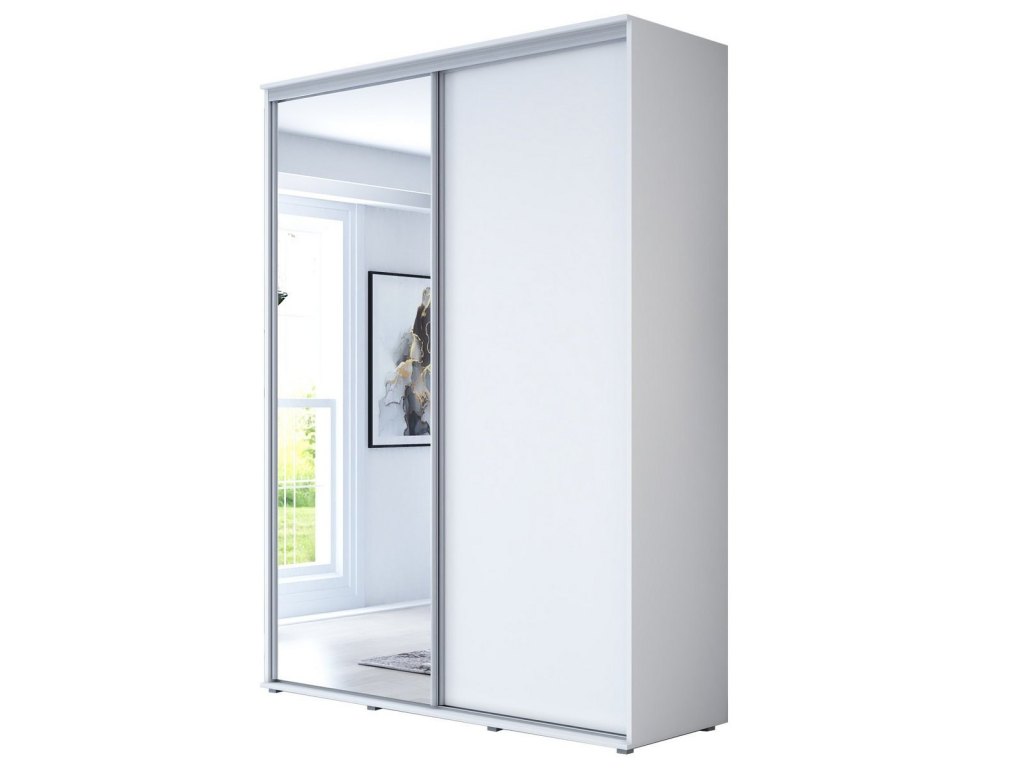 Wysoka Szafa Przesuwna BARI 1 - 180x220x61 cm biała z Systemem Sevroll | Pojemna